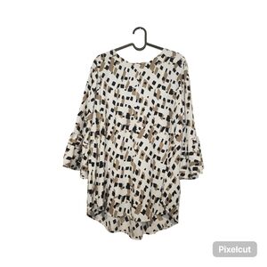 Ces Femme Beige and Black Abstract Print Tunic